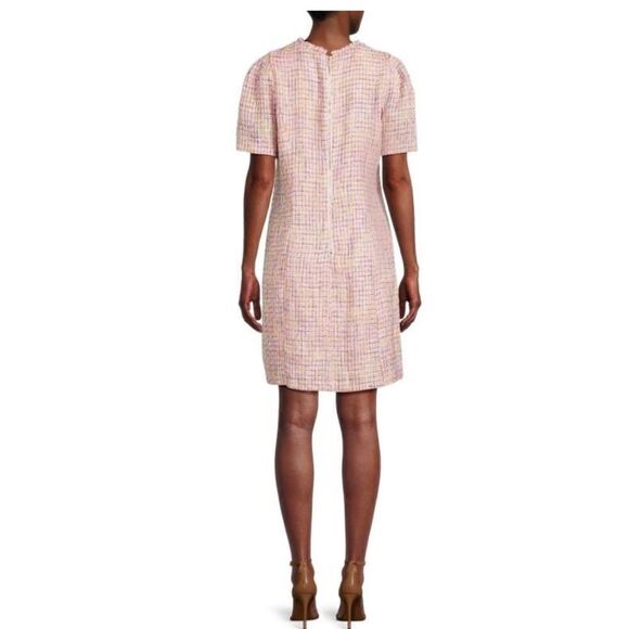 Nanette Lepore Ruffle Neck Tweed Shift Dress Size 16 NWT Pink - Picture 3 of 10